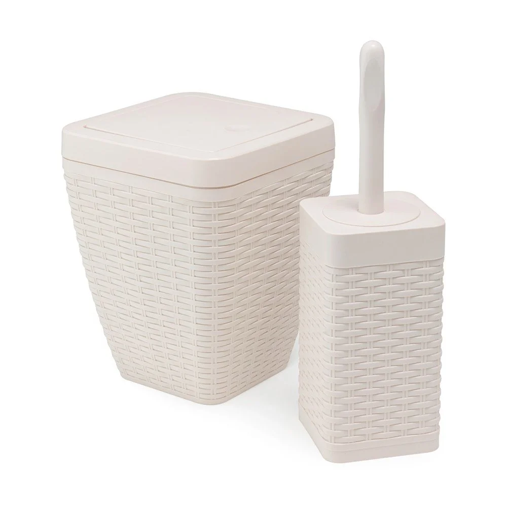 Set krémového koupelnového koše a WC kartáče Addis Calico v:1330854