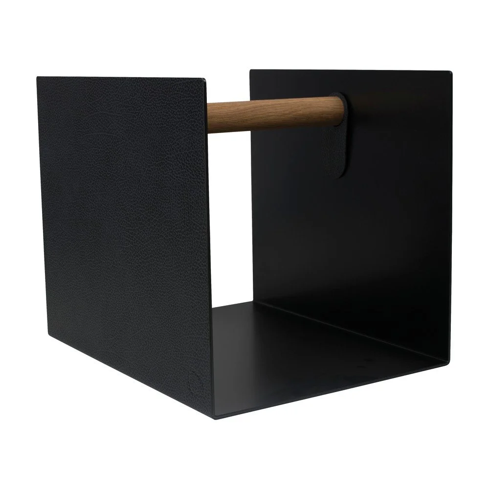 Černý/antracitový dekorativní kovový/z eko kůže úložný box 32x38x31 cm Hippo – LIND DNA v:1787872