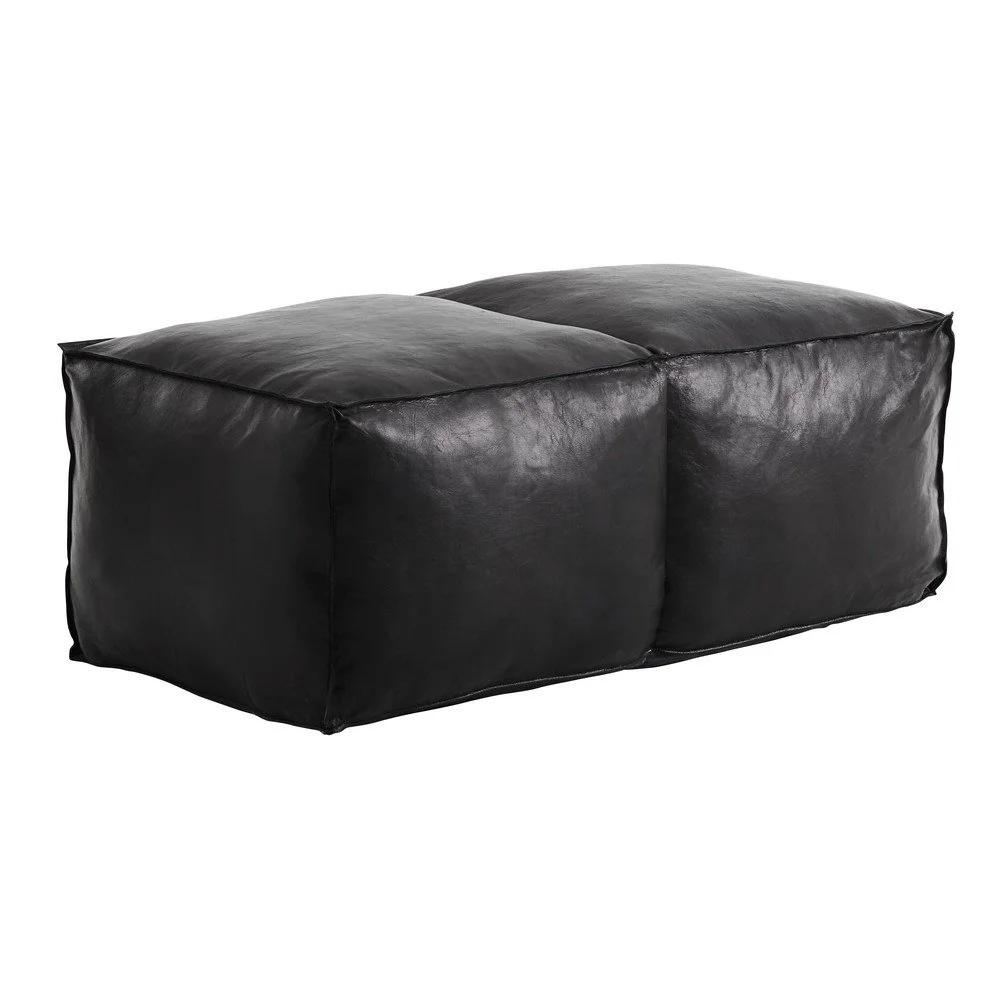 Černý kožený puf Furnhouse Memphis, 130 x 65 cm v:1281748