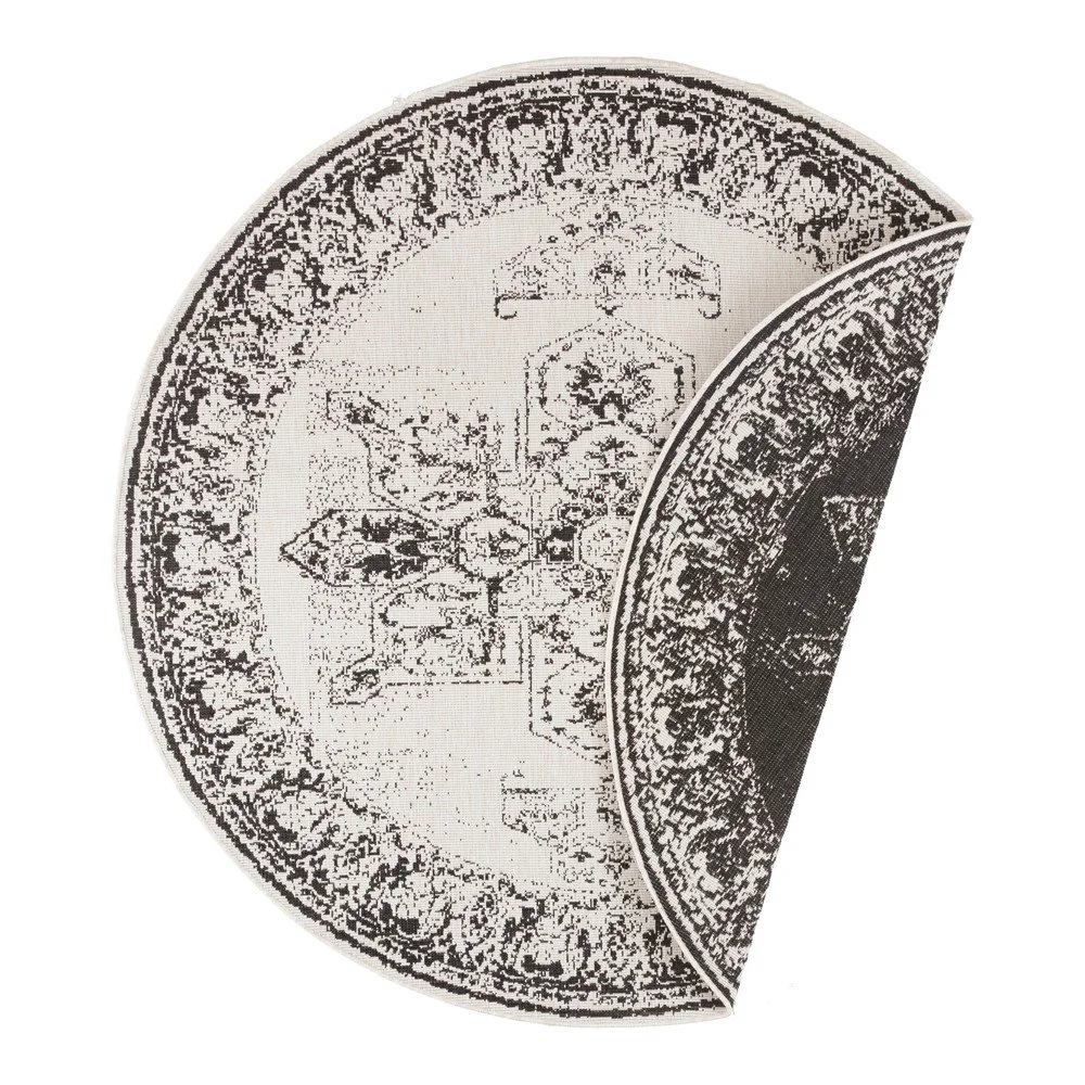 Černo-krémový venkovní koberec NORTHRUGS Borbon, ø 140 cm v:1337715
