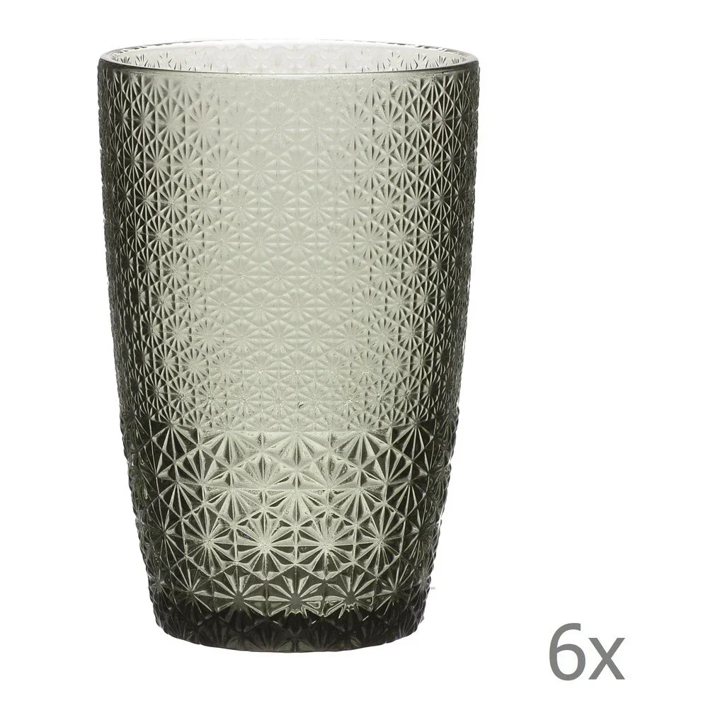 Sada 6 šedých sklenic InArt Daisy, 310 ml v:1352093