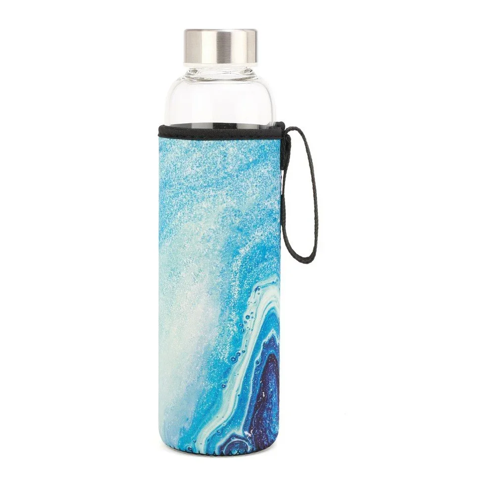 Skleněná lahev v modrém neoprénovém obalu Kikkerland Agate, 600 ml v:1321310