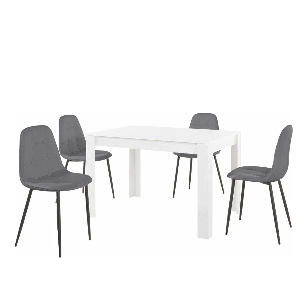 Set bílého jídelního stolu a 4 šedých jídelních židlí Støraa Lori Lamar v:1043674