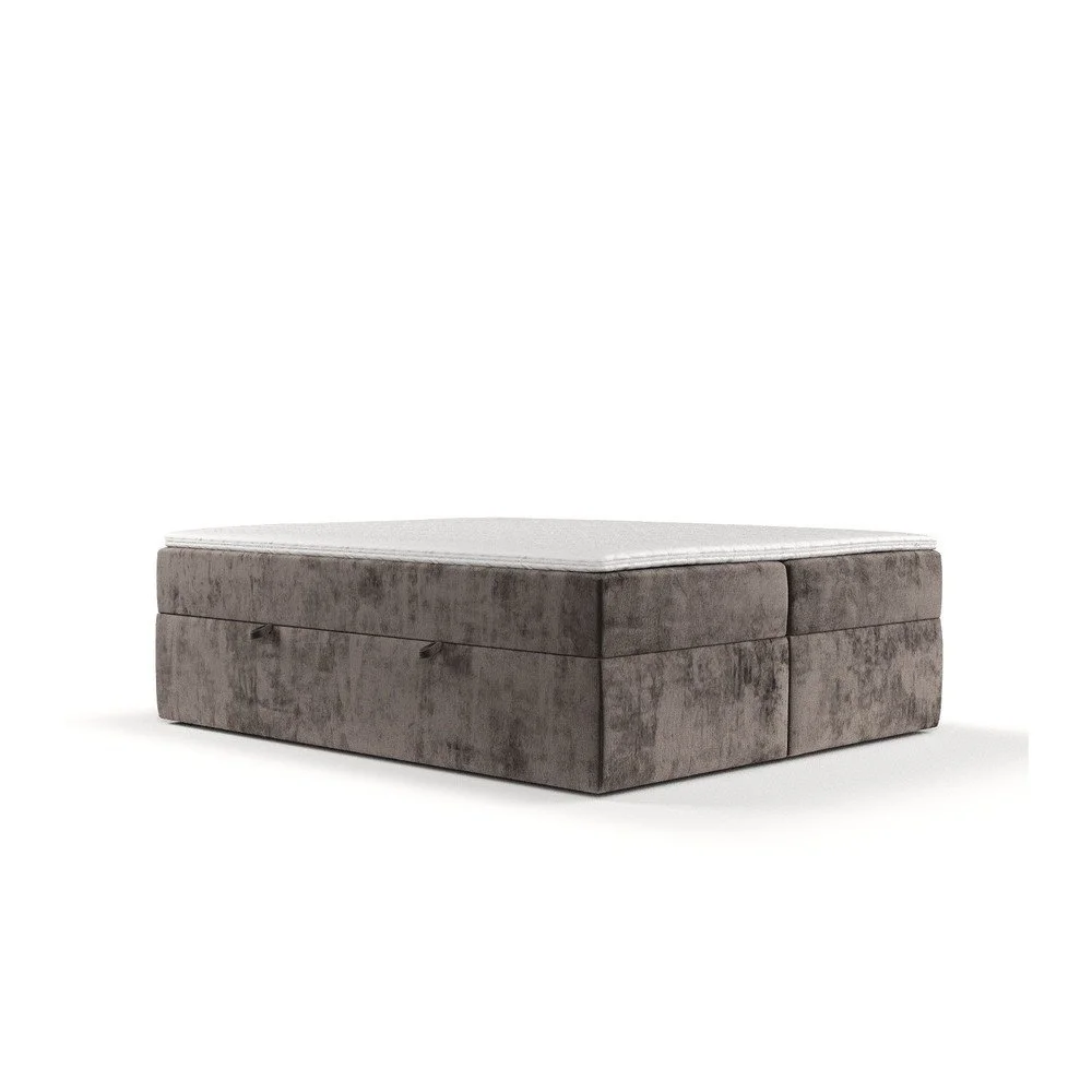 Hnědá boxspring postel s úložným prostorem 200x200 cm Yoko – Maison de Rêve v:1662382