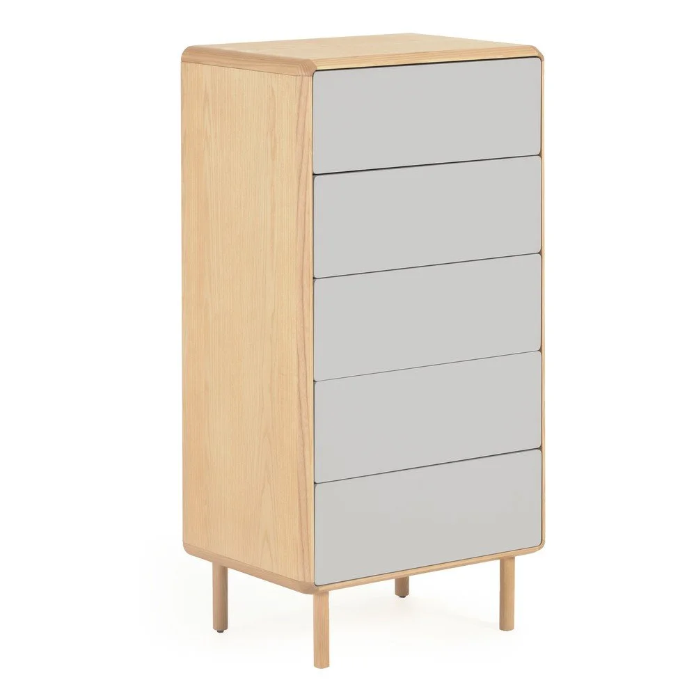 Šedá/v přírodní barvě komoda v dekoru jasanu 60x117x42 cm Anielle – Kave Home v:1832270