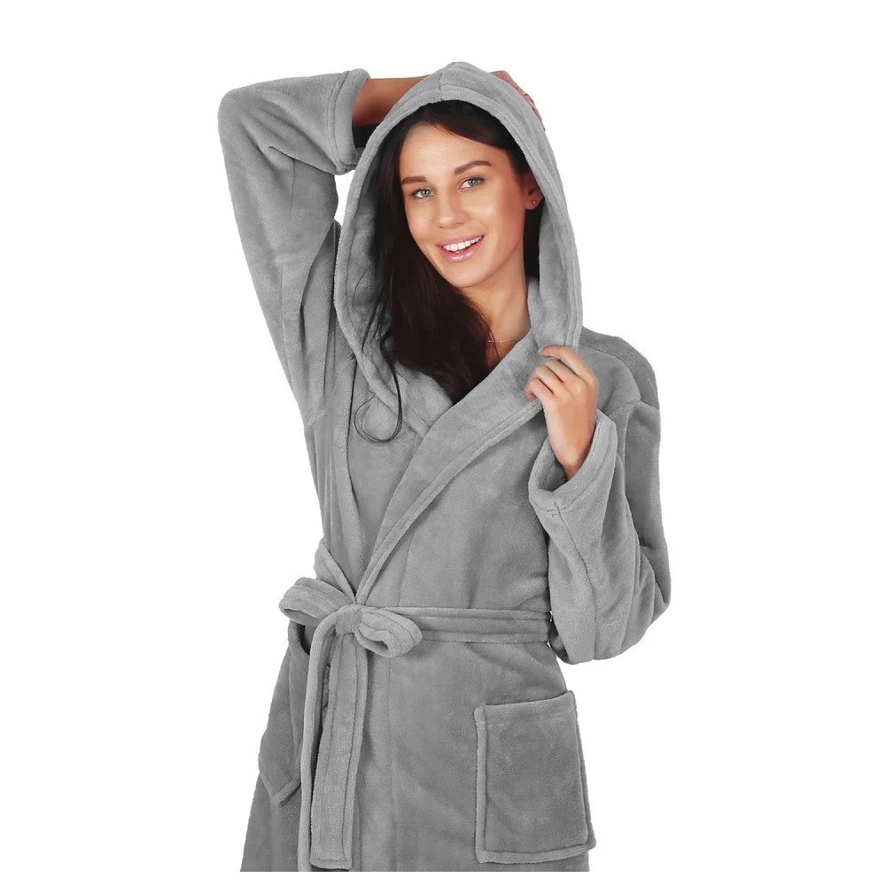 Šedý unisex župan z mikrovlákna DecoKing Robby, velikost L v:1077180