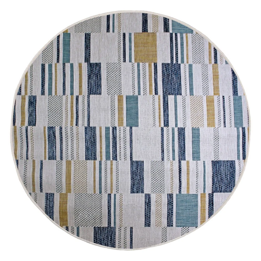 Žluto-modrý kulatý vnitřní a venkovní koberec ø 160 cm Rosco Geo – Flair Rugs v:1754498