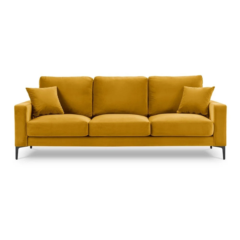 Žlutá sametová pohovka Kooko Home Harmony, 220 cm v:1351789