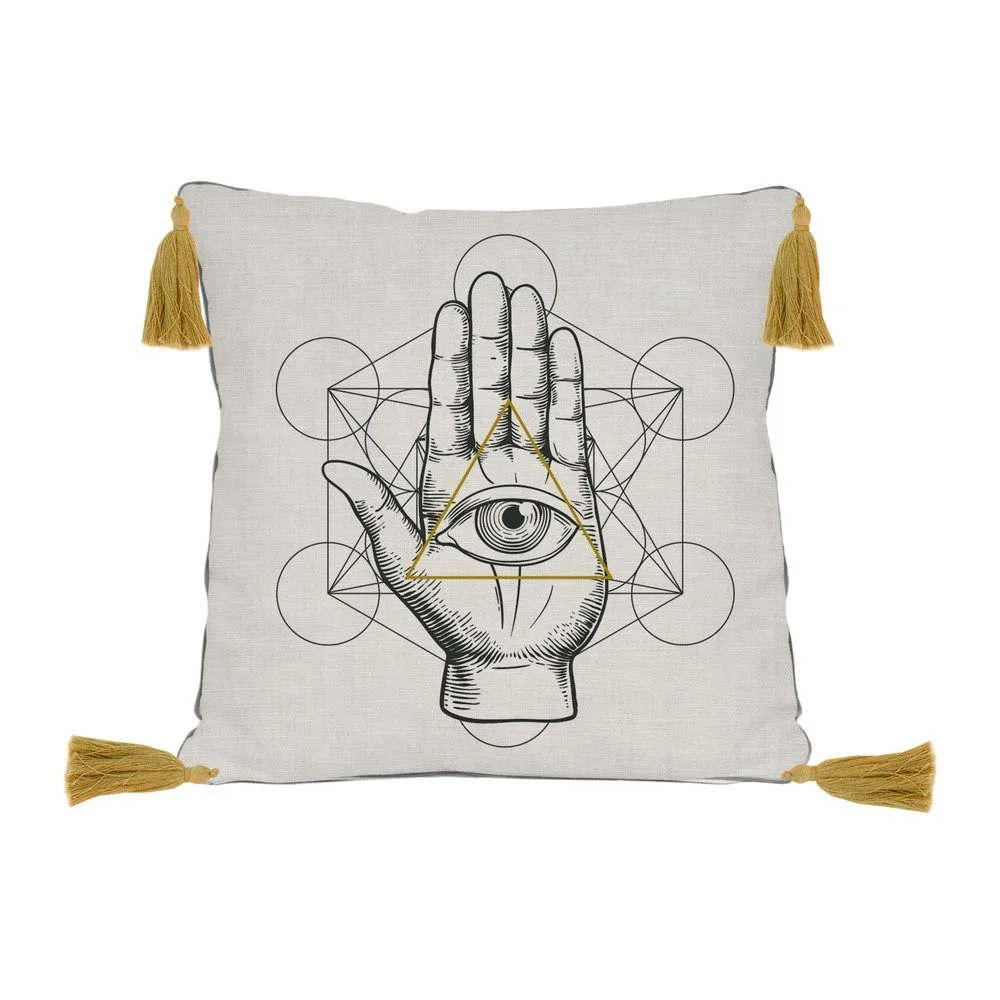 Oboustranný povlak na polštář s příměsí lnu Madre Selva Symbolic Hand, 45 x 45 cm v:1074718