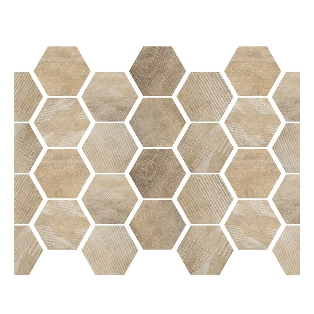 Sada 28 samolepek v dekoru dřeva Ambiance Hexagons, 20 x 18 cm v:1073486